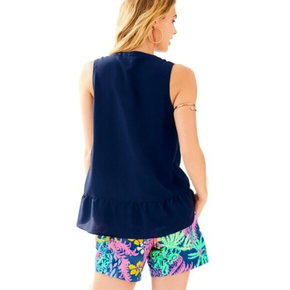 Lilly Pulitzer Kery 100% Silk Blue Tank Top Blouse Size M - Picture 2 of 11